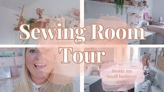 Sewing Room Tour  Craft Room Tour  Small Business Studio Tour [upl. by Aisauqal]