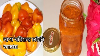 নাগা মরিচের চাটনি আচারবোম্বাই মরিচের আচার রেসিপিNaga moricher chatni acharNaga pickle recipe [upl. by Lolande72]