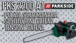 Motosega Elettrica Parkside PKS 2200 A1 Pulizia Sostituzione Catena Rodaggio PARTE2 [upl. by Basset]