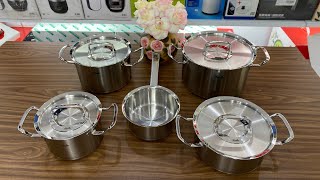 Bộ nồi Fissler profi collection set 5 nắp inox  đỉnh cao nồi Đức [upl. by Hilton]