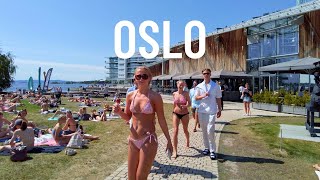 Tjuvholmen Badeplass 🇳🇴 Walk Oslo Norway 2023 [upl. by Ydnyl]