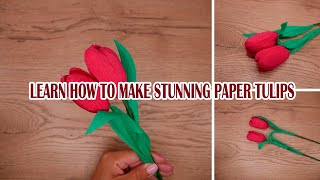 Tulipanes de papel Tutorial paso a paso para hacer flores de papel encantadoras [upl. by Yvan888]