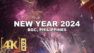 WELCOMING 2024 in BGC PHILIPPINES  New Year Fireworks Full Show  4K HDR  Taguig [upl. by Katey]