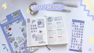 February 2024 Bullet Journal Setup 🌱 Plan With Me  simple layout for Midori A6 beginner friendly [upl. by Yenffit]