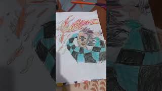 tanjiro fire breath drawing youtubeshurt [upl. by Rabelais383]