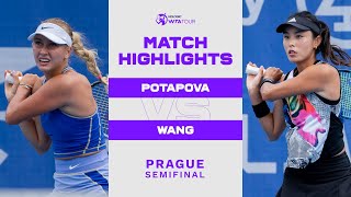 Anastasia Potapova vs Wang Qiang  2022 Prague Semifinal  WTA Match Highlights [upl. by Araccot998]