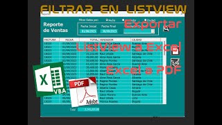 4️⃣5️⃣➖✅FILTRAR DATOS EN LISTVIEW Y EXPORTAR A EXCELPDF ▶VBAVISUAL BASIC PARA APLICACIONES🔶 [upl. by Anatsirhc309]