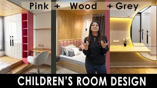 Grey and Pink Bedroom Ideas  Ep16  Childrens Bedroom Designs for Small Rooms  Interior Design [upl. by Beauchamp]