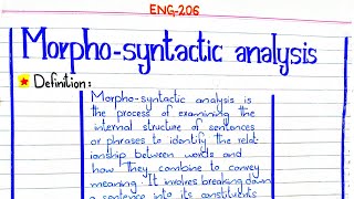 Morphosyntactic analysis ENG206 4thsemester pu [upl. by Cantone]