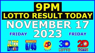 9pm Lotto Result Today November 17 2023 Friday [upl. by Akinit]