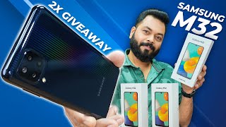 Samsung Galaxy M32 Unboxing And First Impressions  2X Giveaway ⚡ 90Hz sAMOLED 6000mAh 64MP amp More [upl. by Mallin768]