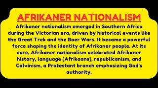 afrikaner nationalism essay [upl. by Elwee195]