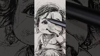 Easy ganapati ballpen art drawing 🙏🌺 art ganapati drawing shorts [upl. by Iznek18]