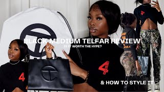 TELFAR MEDIUM BLACK SHOPPING BAG REVIEW  how to style your bag  is it worth it [upl. by Keraj]