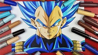 ✖️ COPIC MARKERS vs BRUSHMARKER PRO ✖️Vegeta Beyond SSj Blue  TolgArt [upl. by Uile677]