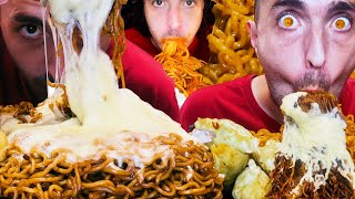 MESSY ASMR NOODLES  CHEESE SAUCE  ALFREDO  BOLOGNESE  2 HOURS DISGUSTING MUKBANG [upl. by Dukey]