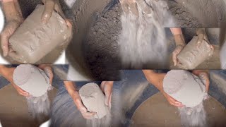 Soft Powdery creamy pure cement water 💦 crumbling dipping paste mixing [upl. by Annoerb]