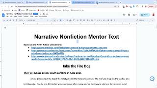 Narrative Nonfiction Mentor Text [upl. by Akiam75]