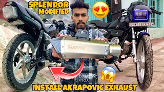 Splendor Modified Install Akrapovic Exhaust 🔥 Loud Silencer 😱 Yogesh 01 [upl. by Koby352]