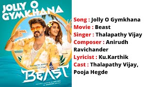 Jolly O Gymkhana Lyrics with English Translation Beast  Vijay  Pooja Hedge  Nelson  Anirudh [upl. by Annavaig429]