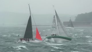 Rolex Fastnet Race 2023 at Hurst Castle  Lively conditions gusting Force 9 [upl. by Yehudit]