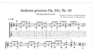 Carulli  Andante grazioso Op 241 No 23  TAB  ♩  80 [upl. by Hassett946]