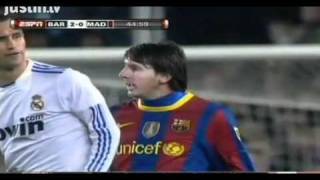 Ricardo Carvalho elbows Messi [upl. by Yeca]