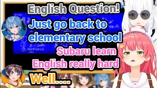 English Quiz with Miko Suisei Azki Sora Subaru Which One Know English The Best with MC Fubuki [upl. by Amla]