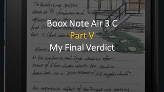 Boox Note Air 3 C Pt 5 Final Verdict [upl. by Adyl]