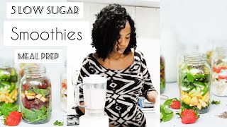 5 LOW SUGAR SMOOTHIES MEAL PREP  low sugar smoothie recipes  meal prep  diabetic friendly [upl. by Lartnom]