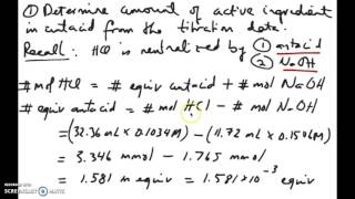 Antacid Titration Calculation [upl. by Aicilihp]