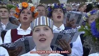 Latvian Song Festival 2018  quotKrustiem zvaigznes debesīsquot English SubtitlesEnglish Translation [upl. by Channa]