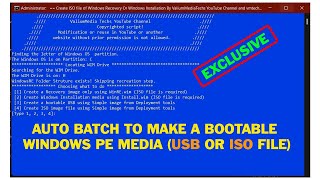 How to Create Windows PE Media Using Auto CMD Batch to Make WinPE Bootable USB or ISO File [upl. by Oicor]