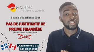 Pas de justificatif de preuve financière  Bourse dExcellence Québec Métier dAvenir [upl. by Hamnet900]