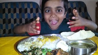 Pasi paruppu vendakkai poriyal kathirikai varuval boiled egg rasam with white rice super lunch [upl. by Eirolam369]