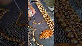 😍 Leaf filling stitch in Aari work trendingreels shortsfeed filling leaf stitch [upl. by Yerak]