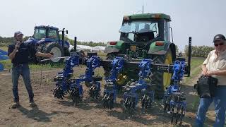 Row Crop Cultivator Field Demo with Actuators organic farming weedcontrol equipment by TH Fab [upl. by Dorita505]