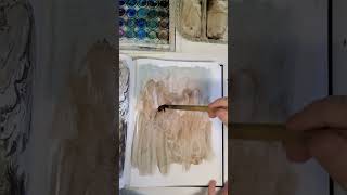 Abstract Expressionist Watercolor Landscape Speed paint gouache atmospheric cliff greenerplanet [upl. by Mccoy]