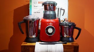 Unboxing and Product Details Of Bosch MGM4331RIN TrueMixx Radiance 600Watt Mixer GrinderRed [upl. by Birmingham]