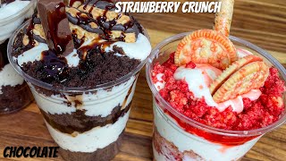 Easy TreatsChocolate amp Strawberry crunch Banana Pudding Cheesecake Jars [upl. by Remmos]