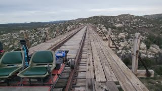 RAILCART on high bridge over HWY94 Campo CA [upl. by Enimzaj638]