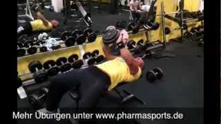 Brusttraining Überzüge mit der Kurzthantel Langhantel Bodybuilding Fitness Video [upl. by Atiuqan]