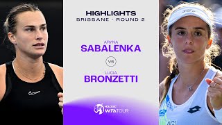 Aryna Sabalenka vs Lucia Bronzetti  2024 Brisbane Round 2  WTA Match Highlights [upl. by Enialehs]