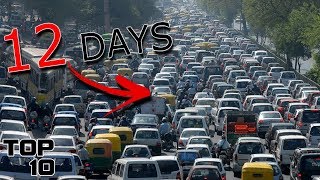 Top 10 Longest Traffic Jams In History [upl. by Aicilehp]