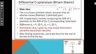 Cryptanalysis of DES  Week 7 14 [upl. by Rosenblatt]