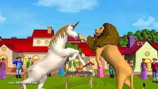 The Lion and the Unicorn 3D Animation English Nursery rhyme for children [upl. by Dar]