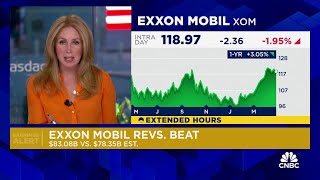 Exxon stock falls as earnings miss on lower natural gas prices and squeezed refining margins [upl. by Charisse]