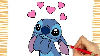 How to Draw Valentines STITCH I Easy [upl. by Retsim]