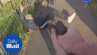 Dramatic moment armed police tackle gang with knives and SHOTGUN [upl. by Arreip]