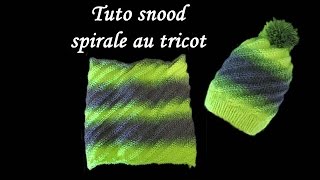 TUTO SNOOD SPIRALE TOURBILLON AU TRICOT FACILE snood scarf collar easy to knit [upl. by Augusto]